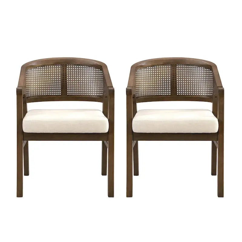 Christopher Knight Home Cane-Weave Upholstered Dining Chair Set  2 Chairs