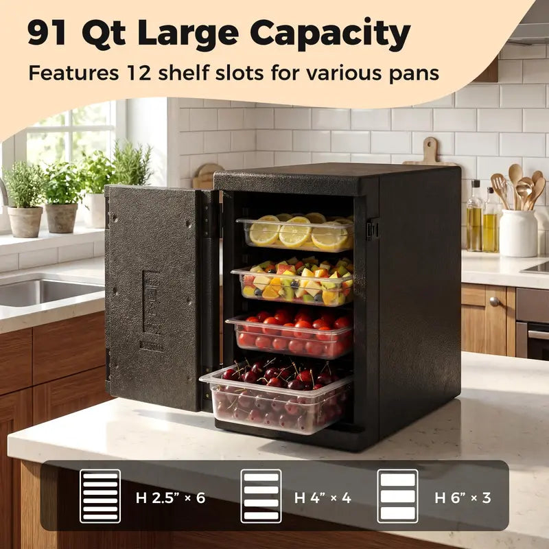 Lightweight 91-Qt Food Warmer/Cooler with Front Access Door and Durable Sealing Strips
