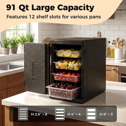 Lightweight 91-Qt Food Warmer/Cooler with Front Access Door and Durable Sealing Strips