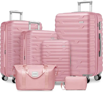 6-Piece Lightweight Expandable Hardshell Luggage Set  TSA-Approved Carry-On & Checked Suitcases with Spinner Wheels