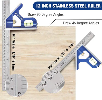 WORKPRO Combination Square & Rafter Square Tool Set
