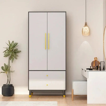 Wooden 2-Door Armoire  Classic Wardrobe Closet with Clothes Storage Functionality