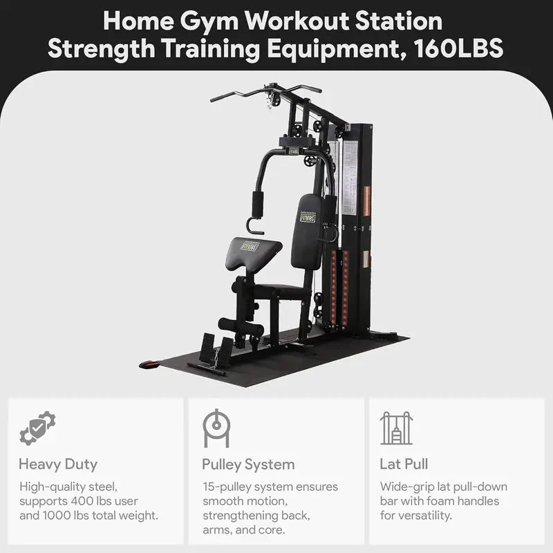 BalanceFrom Steel-Frame Home Gym Machine  Includes Floor Mat & Multi-Station Design