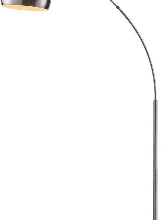 Brightech Arc Floor Lamp 68.1″ with Chrome Bell Shade and Faux White Marble Base for Living Room, Office, Bedroom