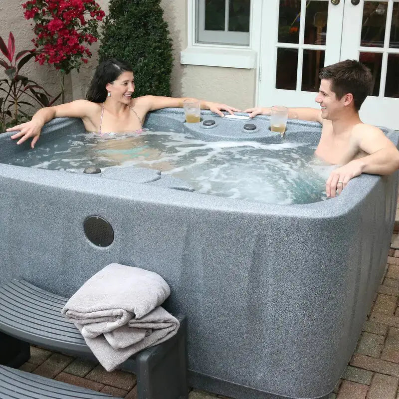 Aquarest 4-Person Rectangular Hot Tub with Jacuzzi Pumps and Plug-and-Play Setup