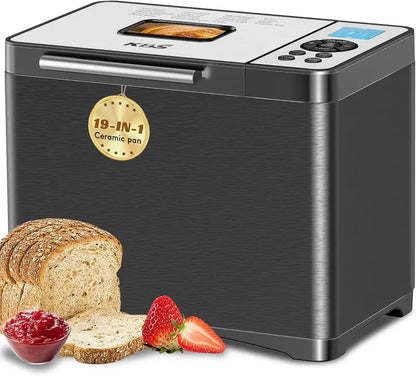 KBS 2LB Stainless Steel Bread Maker  19-in-1 Fully Automatic Machine with Ceramic Baking Pan