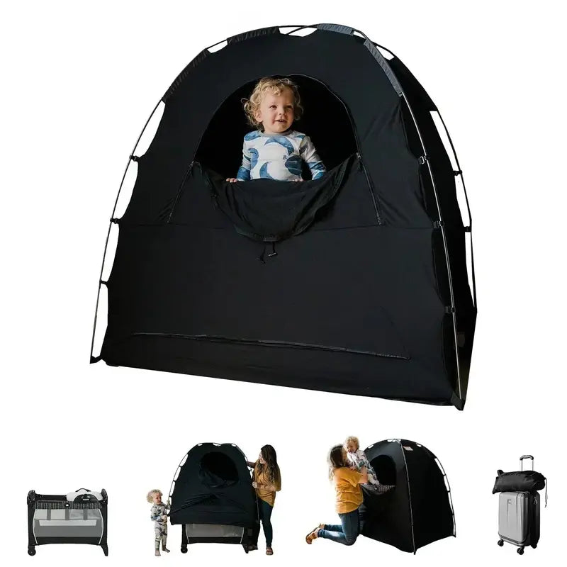 Portable Blackout Sleep Pod Canopy  Crib-Sized Light-Blocking Cover