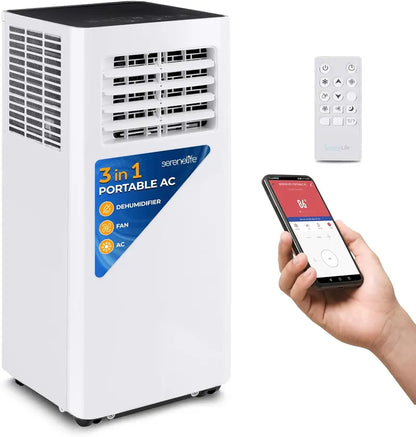 8,000 BTU 3-in-1 Portable Air Conditioner  Cooling, Dehumidifying & Fan Modes, Window Kit, Casters, Remote, Quiet Operation for Up to 300 sq ft