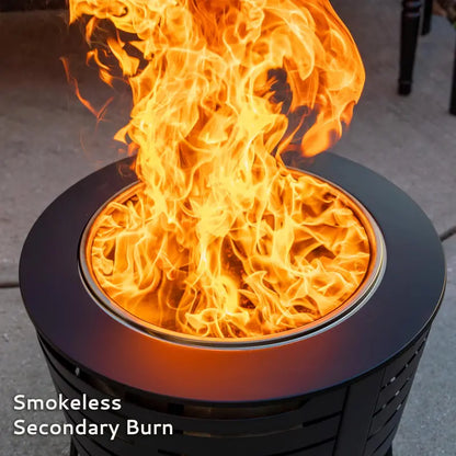 TIKI Brand Smokeless Patio Fire Pit, 25″ Stainless Steel with Stand & Cover, Low Smoke & Easy Clean-Up