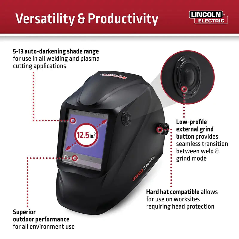 Lincoln Electric Extra-Large Auto-Darkening Welding Helmet  HD Lens Technology