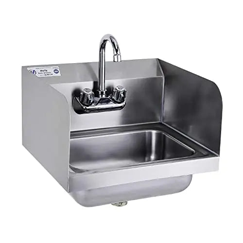 HALLY Stainless Steel Sink for Washing with Faucet and Side Splash, 17 x 15 Inches