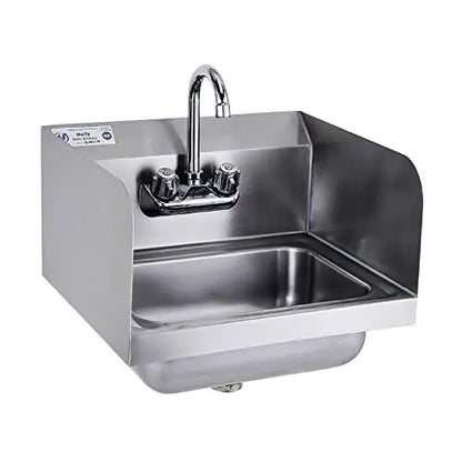 HALLY Stainless Steel Sink for Washing with Faucet and Side Splash, 17 x 15 Inches