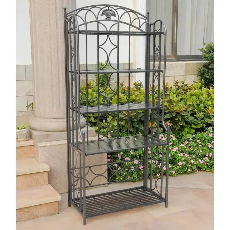 Mandalay 5-Tier Iron Baker’s Rack  Rustic Industrial Shelving for Kitchen or Pantry Organization