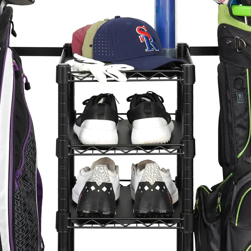 SafeRacks Golf Gear Organizer  Freestanding Bag & Equipment Storage Rack