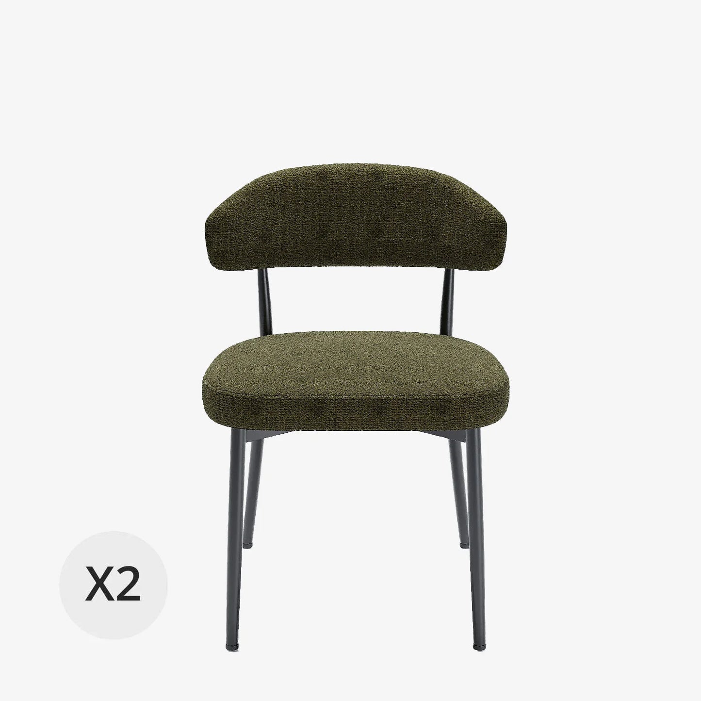 Lot de 2 chaises de salle   manger en velours vert & m tal noir Mona