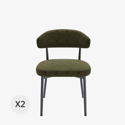 Lot de 2 chaises de salle   manger en velours vert & m tal noir Mona