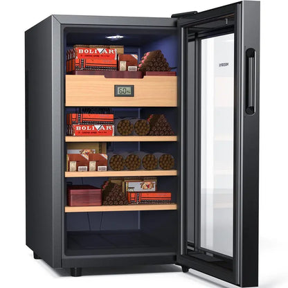 Needone 48L Electric Humidor 300 Counts Cigar Cooler Humidor Humidifier Box, with 3 Spanish Cedar Wood Shelves   1 Drawer