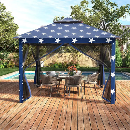 11′ x 11′ Pop-Up Gazebo with Mesh Sidewalls  Vented Canopy, Drainage Holes