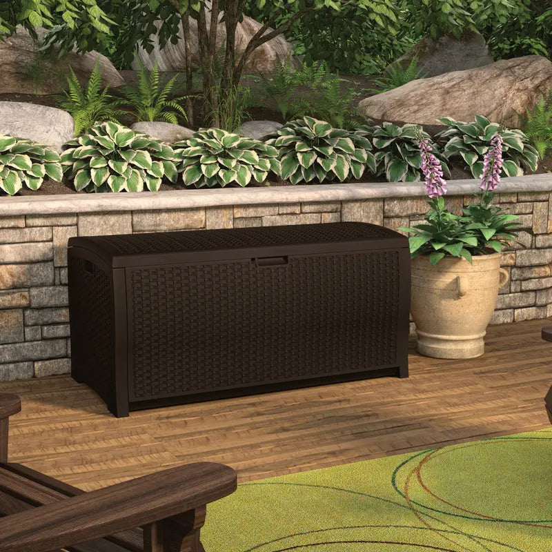 Suncast Resin 99-Gallon Deck Box  Mocha Brown  DBW9200