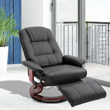 HomCom Manual Recliner Chair  Faux Leather Swivel Base with Extendable Footrest and Ergonomic Support