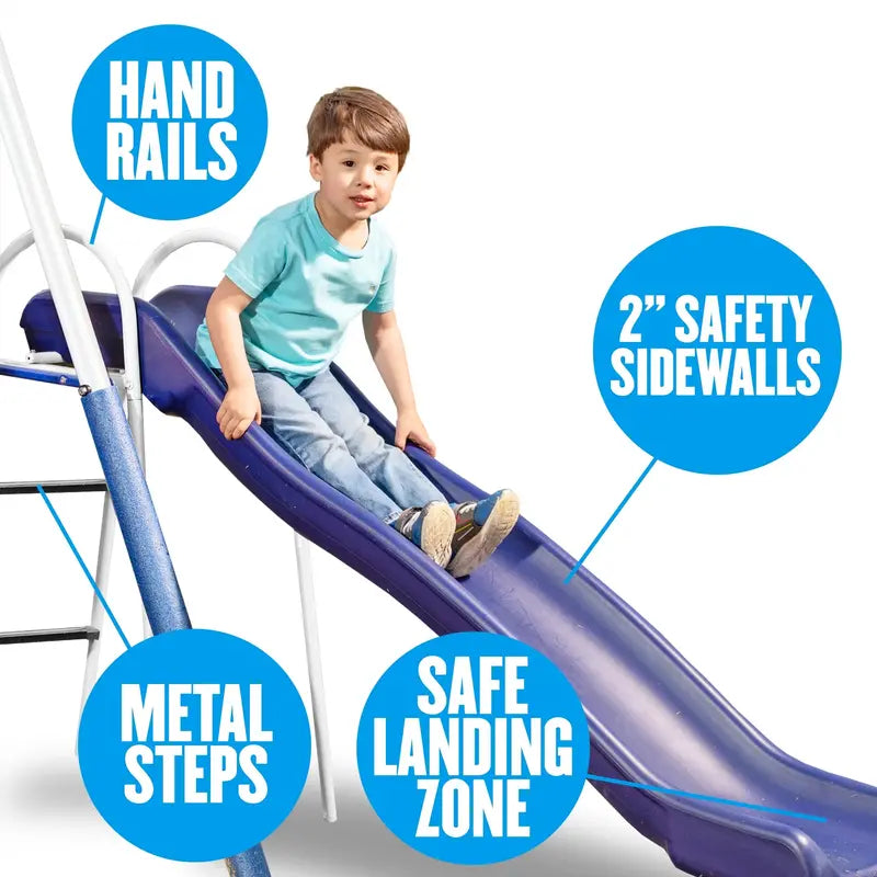 XDP Recreation All-Star Playground Metal Swing Set, 6-Leg, for 7 Kids, Heavy-Duty Steel, Includes Swings, Slide, Space Rider