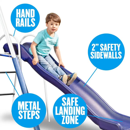 XDP Recreation All-Star Playground Metal Swing Set, 6-Leg, for 7 Kids, Heavy-Duty Steel, Includes Swings, Slide, Space Rider