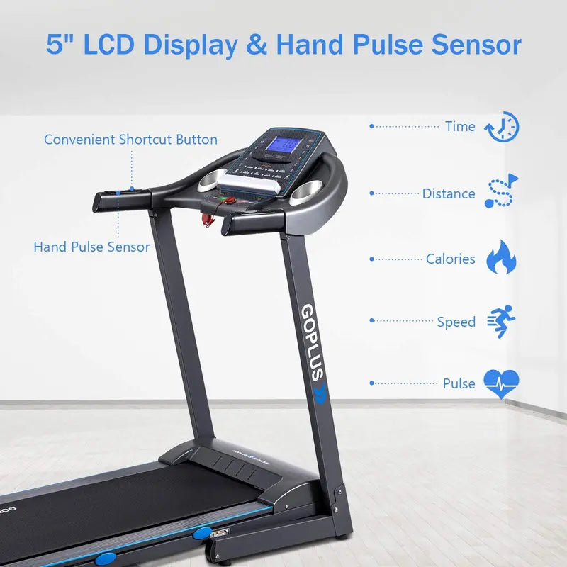 2.25HP Incline-Folding Treadmill  Superfit Electric Fitness Treadmill with Adjustable Slope