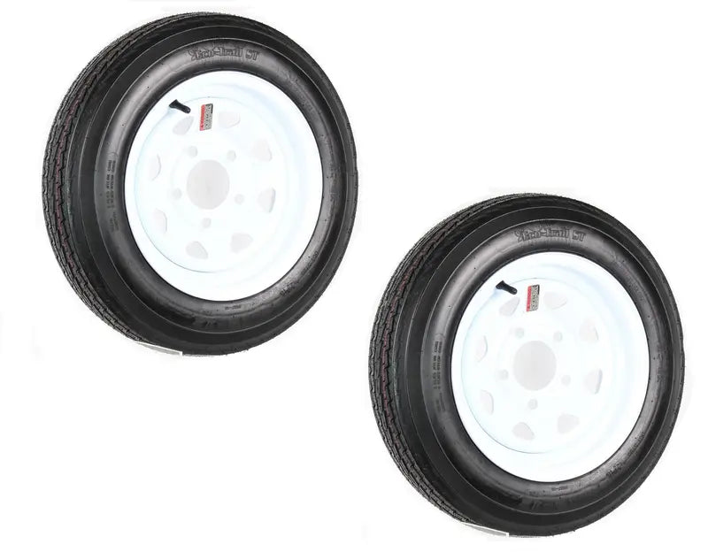 2-Pk Trailer Tire On Rim 480-12 4.80-12 4.80×12 in. LRC 5 Hole White Spoke Wheel