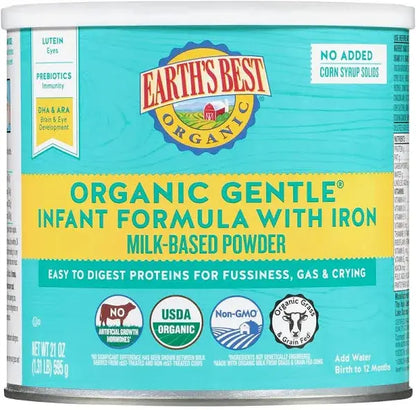 Earth’s Best Organic Gentle Infant Formula with Iron, 21 oz Powder