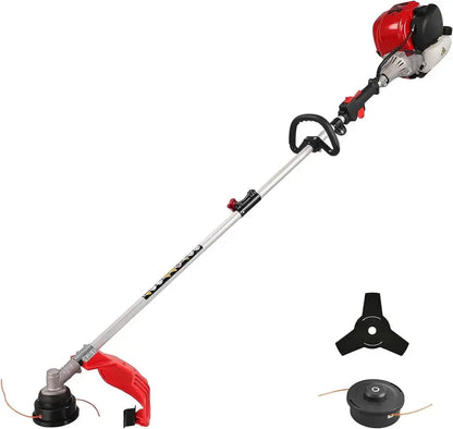PowerSmart 31cc 4-Cycle Gas String Trimmer  Straight-Shaft Brush Cutter for Lawns, Weeds & Overgrowth