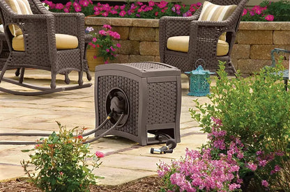 Suncast Aquawinder Hose Reel  125-Foot Automatic Retractable Wicker Design (Java)
