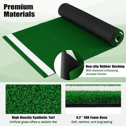 10-Foot by 3.8-Foot Baseball Batting Mat with 15mm Artificial Turf for Indoor/Outdoor Training