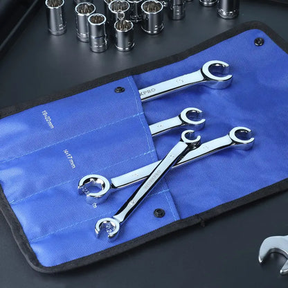 WORKPRO 4-Piece Metric Flare Nut Wrench Set for Brake & Fuel Lines