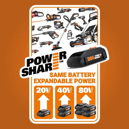 WORX WG163 20V Cordless Trimmer & Edger, 12″ Cutting Diameter, 2-in-1 with 2 Batteries, Adjustable Head & Wheels
