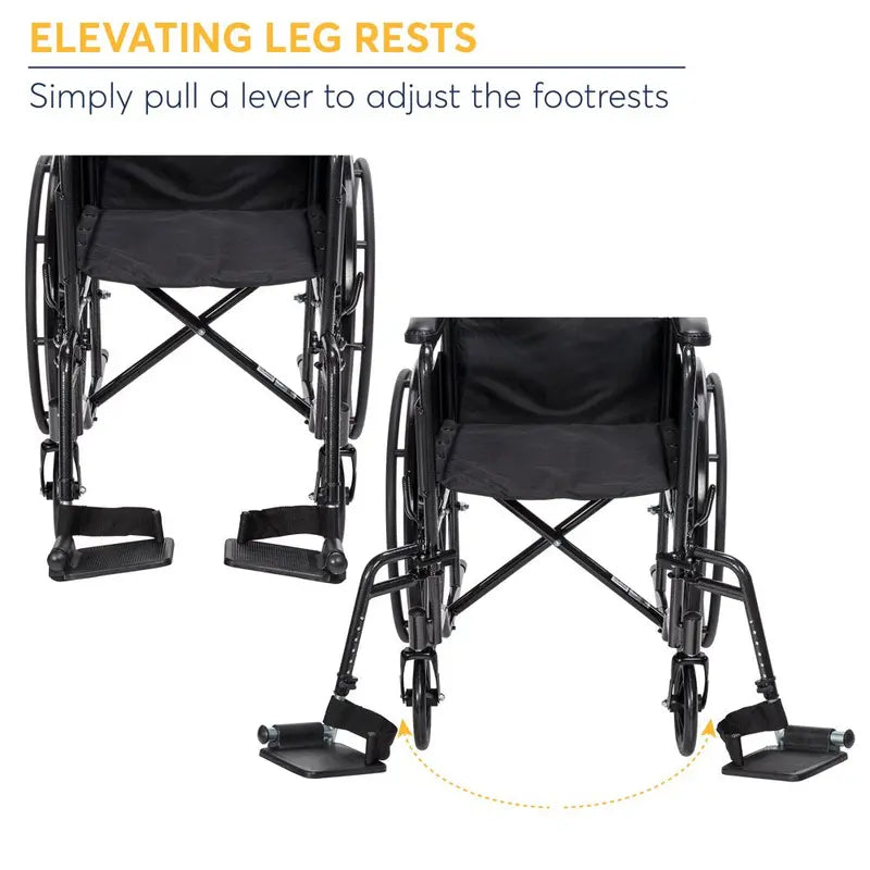 Drive Medical Silver Sport 1 Lightweight Wheelchair  Full Arms & Swing-Away Removable Footrests