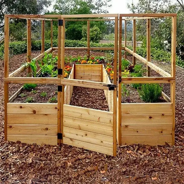 Deer-Resistant Cedar Raised Garden Bed Kit  8′ x 8′ x 20″ Complete Assembly System