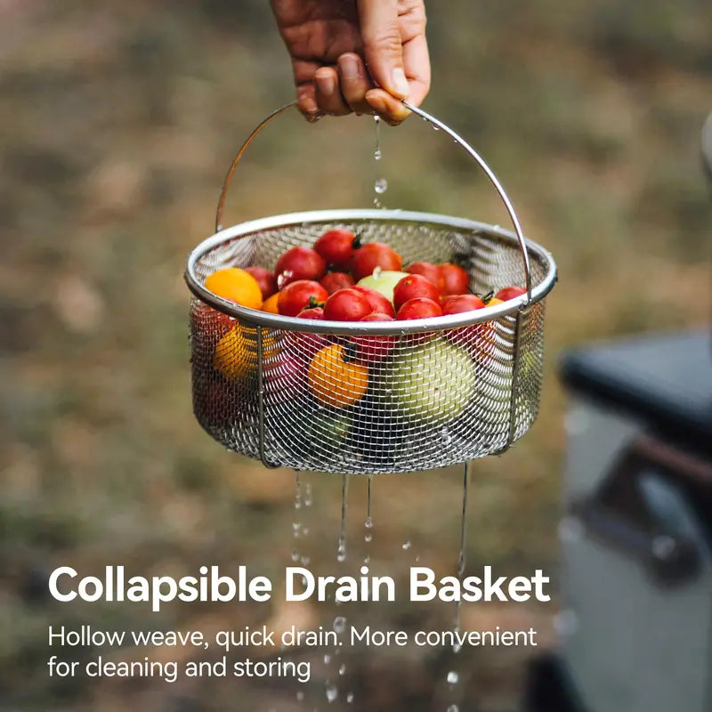 5-Piece Portable Stainless Steel Cookware Set with Carry Bag