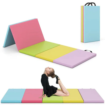 6.6′ x 2.5′ Folding Gymnastics Mat — Five-Panel Tumbling Pad with Carrying Handles