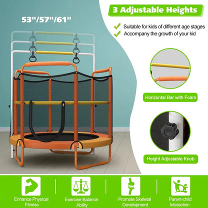 60-Inch Kids’ Trampoline with Enclosed Safety Net and Reinforced Frame