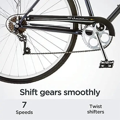 Schwinn Wayfarer Adult Hybrid Bike | 7-Speed, Step-Over/Step-Through, 700C Wheels, Rear Rack