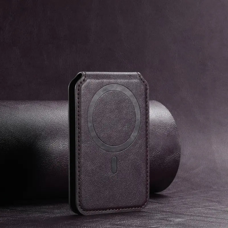 Luxury Brown Leather Magnetic Card Holder Wallet for iPhone