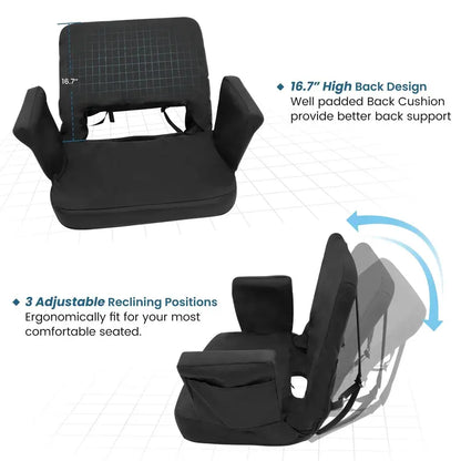 TOPSKY Stadium Seat with Back Support, 18.7″ Wide, Reclining, Padded, Waterproof, Portable