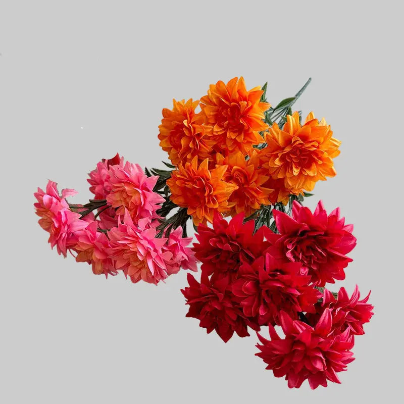 Dahlia-Inspired Silk Bouquet  Mixed Rose and Peony Arrangement for Desktop & Interior Styling