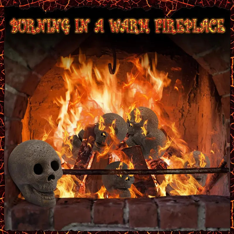 48-Piece Fire Pit Skull Set  Weatherproof Stone-Look Halloween Accents