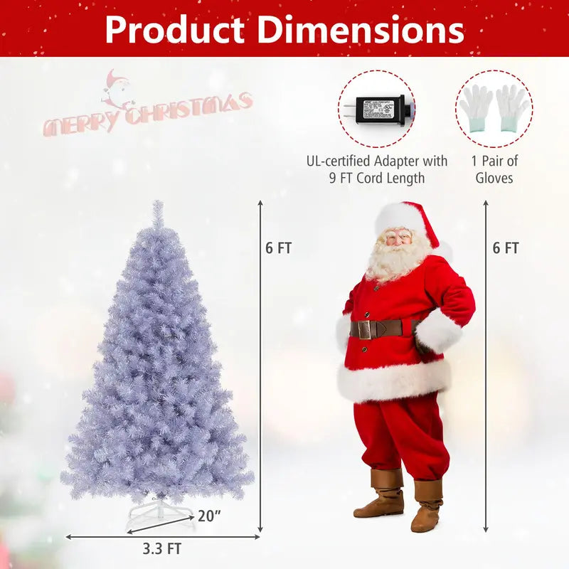 6-Foot or 7.5-Foot Pre-Lit Tinsel Christmas Tree with Warm White LED Illumination