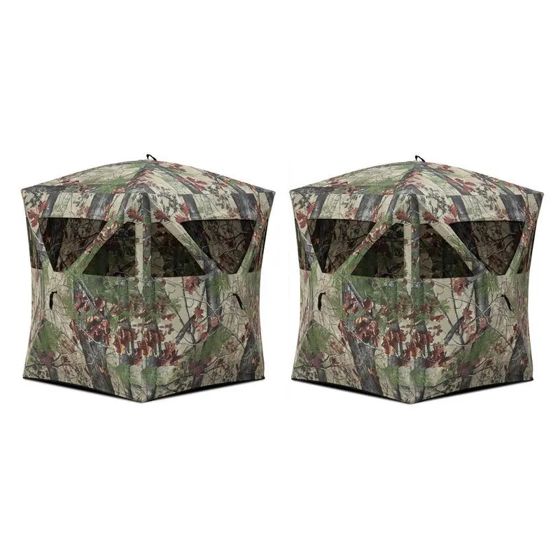 Barronett Blinds Radar Backwoods Lightweight Pop Up Hunting Ground Blind 2-Pack, 150D Fabric, Camo, 11 lbs