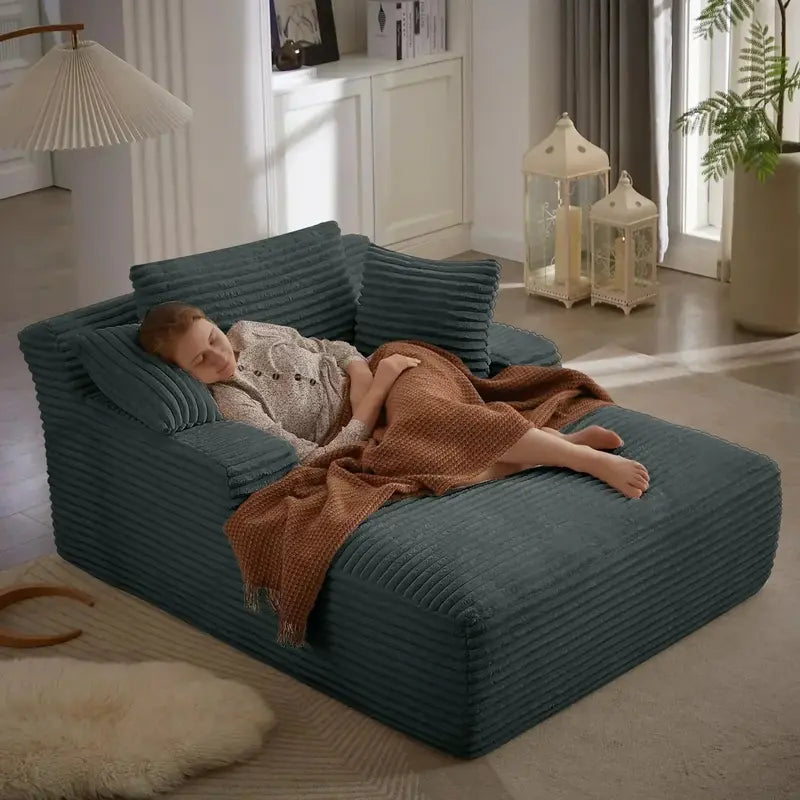 50-Inch Corduroy Reclining Sleeper Sofa with Extra-Deep Seat and Boneless Support
