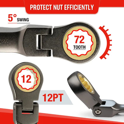 WORKPRO 8-Piece Stubby Flex-Head Ratcheting Combination Wrench Set
