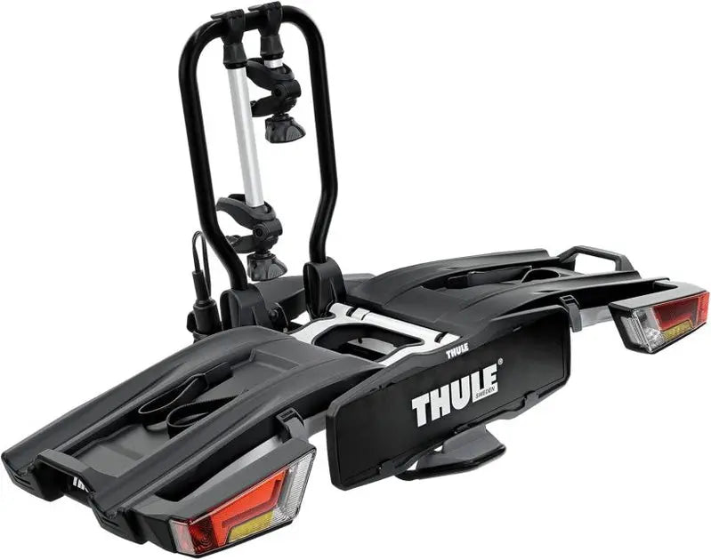 Thule EasyFold XT 2-Bike Towbar Rack  Silver Folding Hitch Mount for Easy Transport