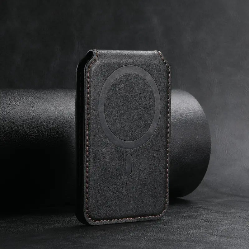 Luxury Brown Leather Magnetic Card Holder Wallet for iPhone
